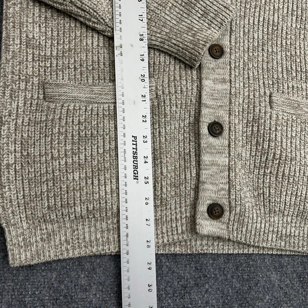 NEW Orvis Wool Cardigan Sweater Men's Medium Beige Shawl Collar‎ Elbow Patches
